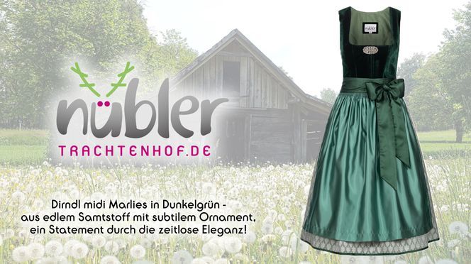 Dirndl midi Marlies in Dunkelgrün - ein Meisterwerk aus Samtstoff und Eleganz!