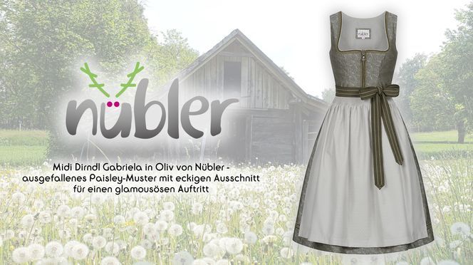 Dirndl Gabriela in Oliv von Nübler – für einen glamourösen Auftritt