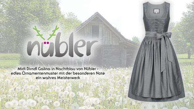 Midi Dirndl Galina in Nachtblau von Nübler ein wahres Meisterwerk