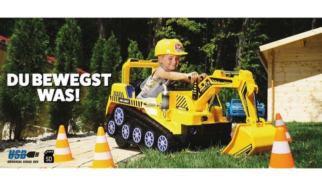Produktbild von Elektro Kinderbagger - Elektrobagger JCB 4 Mit 2 Schaufeln Und Dach