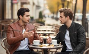 Casual Lederjacke mit stilvollen Reißverschlussdetails