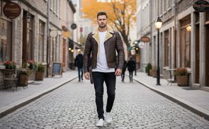 Reichstadt Herren Lederjacke im modernen Biker Stil