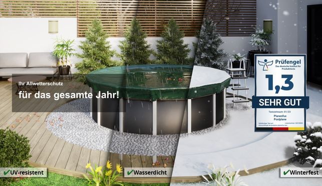 FUCNEN Abdeckplane 6x6 M – 420 G/m², Wasserdicht & Robust, Für Pool, Holz, Fahrzeuge & Garten