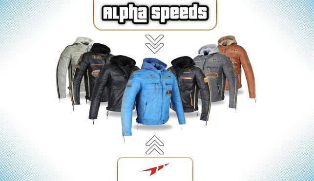 Alpha Speeds – Highway 11 Lederjacke für Motorrad & Freizeit in Blau