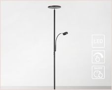 Dimmbare LED Stehlampe Mit Touch, Silber – 140 Cm Hoch, Schwenkbarer Spot, 21W, 3000K