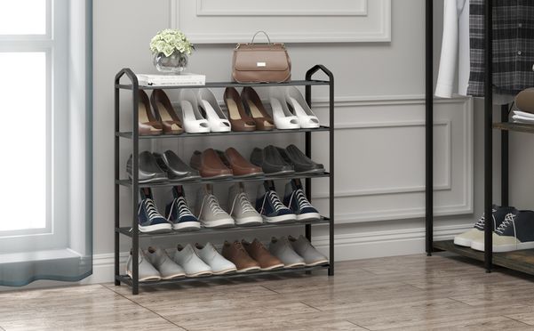 4-Etagen Schuhregal Metall Schwarz - Platz Für 16 Paar Schuhe