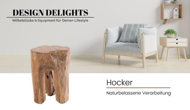 DESIGN DELIGHTS Hocker BAUMSTAMM HOCKER "LOG", 41x29 cm (HxB), natur,  Sitzhocker, Holz