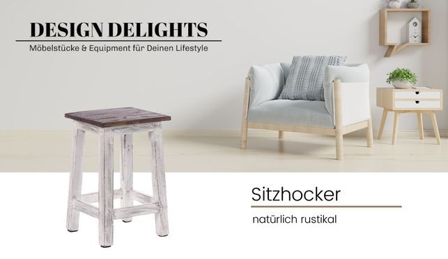 Sitzhocker „Madero“ vintage Holzhocker
