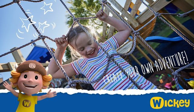 WICKEY Spielturm Klettergerüst MultiFlyer mit Schaukel & roter Rutsche