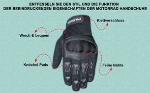Funktion der Motorradhandschuhe beeindruckende Eigenschaften