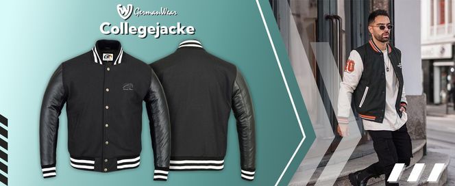 Collegejacke Blouson Wolljacke mit Lederärmel für Herren