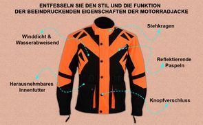 Funktion der Motorradjacke beeindruckende Eigenschaften