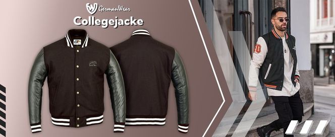 Collegejacke Blouson Wolljacke mit Lederärmel für Herren