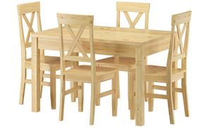ERST-HOLZ Essgruppe Essgruppe Kiefer Massiv Tisch und 4 Stühle Küchentisch  Holzstühle