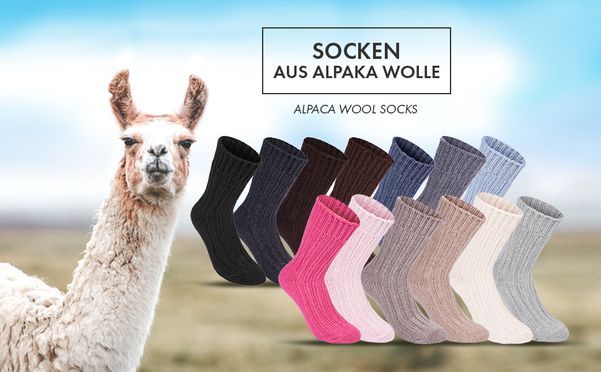 BRUBAKER Alpaka Socken mit echter Alpaka Wolle 
