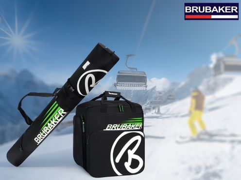 BRUBAKER Champion Kombi Set Skisack und Skischuhtasche für 1 Paar Ski, Stöcke und Schuhe
