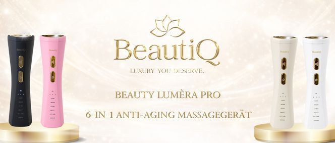 BeautiQ Gesichtsmassagegert Lumra PRO 6 in 1 [Neuheit], EMS, Lifting,  Anti-Aging Innovation, Full Inclusive Beauty Set, Radiofrequenz, LED,  Vibration, Tiefenreinigung, Lifting-Modus, Augenpflege, Khlung, Anti-Aging