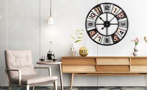 Moderne Große Wanduhr, 102x47 Cm, Metall, Geräuschlos – Industrie-Design Für Wohnzimmer & Küche
