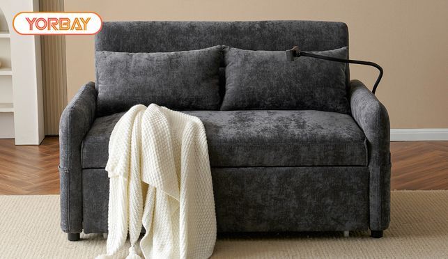 Modernes Doppel Klappschlafsofa, Multifunktionssofa mit Schlaffunktion, verstellbare Rückenlehne