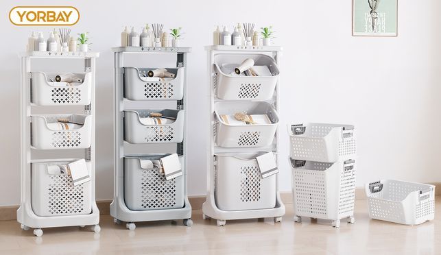 3er Set Wäschekörbe mit Rollen