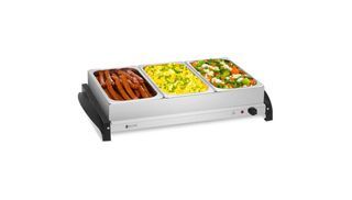 Royal Catering Chafing Dish Mit Sichtfenster – 9 L Speisenbehälter, 14 L Wasserbad, 2 Brenner, Gold