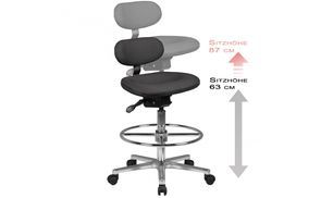 FineBuy Arbeitshocker Höhenverstellbar – Mit Rollen Und Fußring, Kunstleder, Schwarz, Bis 120 Kg