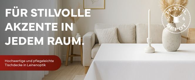 Hochwertige und pflegeleichte Tischdecke in Leinenoptik
