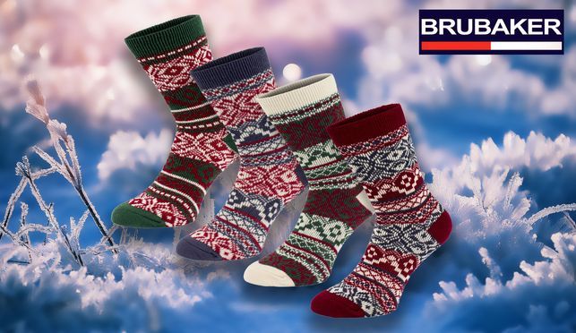 BRUBAKER 4er Pack Damen Norweger Socken