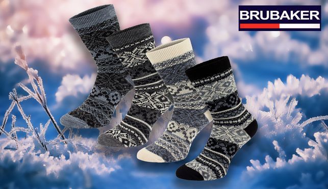 BRUBAKER 4er Pack Damen Norweger Socken