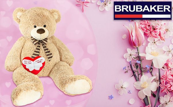 Unser riesengroßer 150 cm Teddybär ist ein ideales Geschenk, um Mama eine Freude zu bereiten!