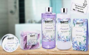 BRUBAKER Badesalz Mit Lavendel-Duft – 400 G Dose, Mit Natürlichen Extrakten & Holz-Messlöffel – Für Entspannende Wellness-Bäder