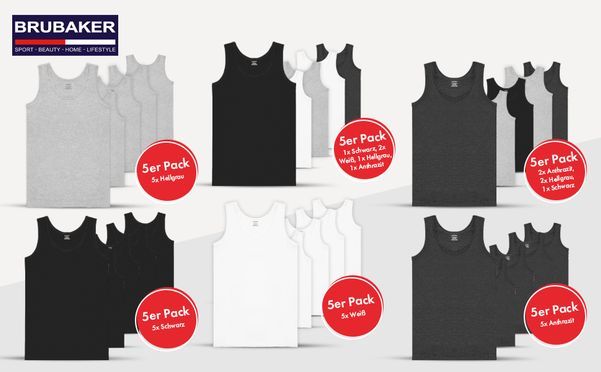 5er Pack BRUBAKER Herren Tank Tops / Classic Unterhemd