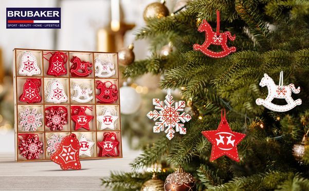 BRUBAKER Weihnachtszwerge Set - 8-teilig Aus Holz & Strick Für Baumdekoration