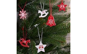 3-teiliges Set Glitzernde Weihnachtsbäume Mit Roten Schmucksteinen – 61 Cm, 44 Cm, 31 Cm