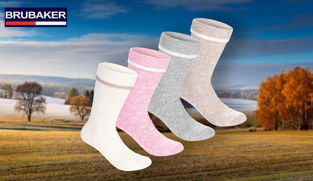 BRUBAKER 4 Paar Damen Stiefelsocken