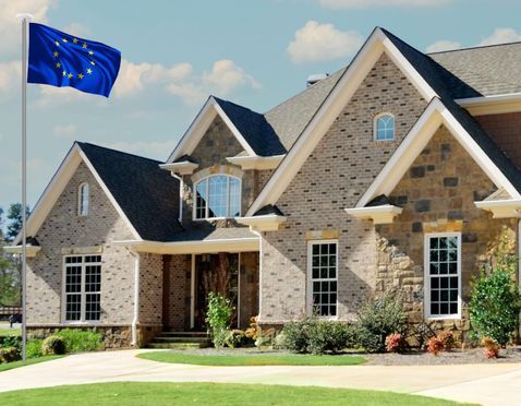 BRUBAKER Aluminium Fahnenmast inkl. Europa Flagge und Solar Fahnenmastlicht