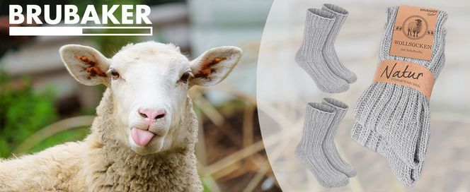 BRUBAKER Wollsocken 2 Paar Socken aus Schafwolle 