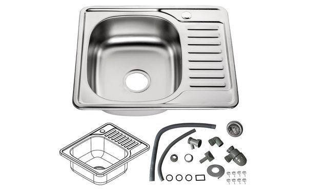 VBChome Einbauspüle 66x42 Leinenstruktur Edelstahl Küchenspüle Spüle Ablagefläche Abtropffläche
