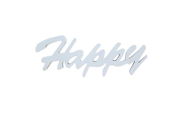 Dekoschild - Happy - mit Buchstaben aus Holz in Weiß