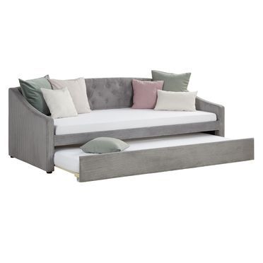 Vielseitiges Schlafsofa 90x200cm mit Ausziehfunktion – modernes Polsterbett aus Cord für Gästezimmer