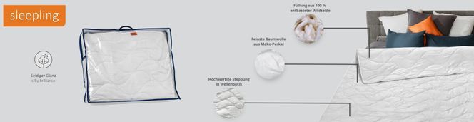Sommerbettdecke, sleepling Wildseidendecke, sleepling, Füllung: Wildseide, Tussahseide Leinwandbindung, in Made Milbendicht, 100% Germany