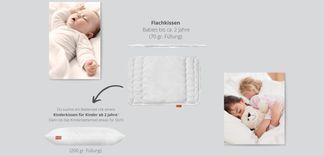Ruhiger Schlaf mit dem Flachkissen speziell für Babys.