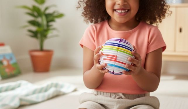 Pelota Sensorial Alldoro Con 16 Bandas De Silicona – Juguete Fidget De 11 Cm, Ideal Para Niños A Partir De 3 Años, Color Blanco