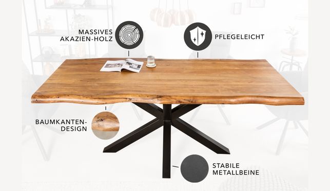 Dein neuer Baumkantentisch - mit einer Tischplatte aus massivem Akazienholz!
