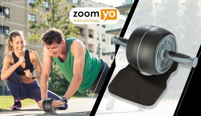 Zoomyo Premium Bauchtrainer AB Roller inkl. Knieauflage, Muskeltrainer für effektives Bauchtraining
