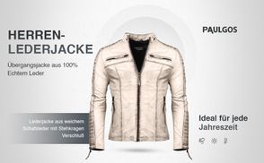 PAULGOS Herren Lederjacke