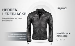 PAULGOS Herren Lederjacke