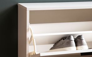 BTM Schuhschrank Weiß Mit Goldenen Griffen - 95x24x107.5cm Mit Schubladen & Klapptüren