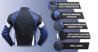 Motorrad Lederjacke mit vielen Funktionen