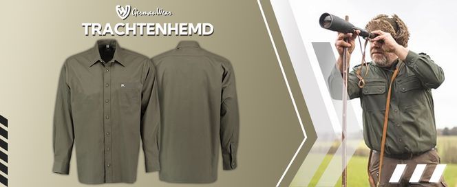 Trachtenhemd Langarm Hemd Regular Fit Haifischkragen mit Stick für Herren